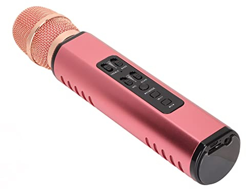 Micrófono Inalámbrico, Micrófono Bluetooth de Mano, Altavoz de Micrófono Compatible con Aplicaciones de Canto Micrófono para Cantar Karaoke para Coche Cantando Casa KTV para PC Teléfonos(Rosa)