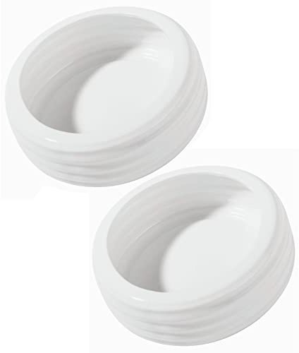 Reptile Food Bowls Ceramic Mini Round Reptile Water Food Dish, Pet Food Bowl for Lizards, Small Snakes, Young Bearded Dragons, Gecko Tortoise Spider (White, Small-2Pack)