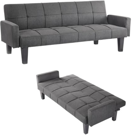Home Detail Levine Dark Grey, 3 Seater Sofa Bed | Black Legs