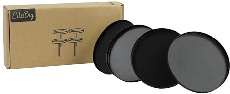 CeleBig® Kerzenhalter 4er Set ø10cm mit Randschutz für Adventskränze und DIY-Projekte aus Metall | Kerzenhalter mit Nagel und Plattform | für Stumpenkerzen perfekt geeignet | Kerzenständer in Schwarz