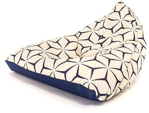 Ecopuf Luna | Pouf Bodenkissen Fantasia Design | extra großes Bodenkissen wasserdicht | Sitzkissen für den Außenbereich, Füllung aus Polystyrolperlen, EPS Dim 120 x 115 cm