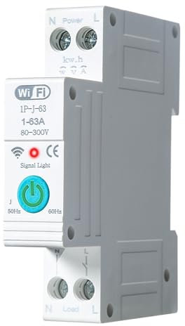 Jadeshay Interruttore Smart WIFI, Misuratore Consumo Elettrico WIFI Magnetotermico wifi per su Guida DIN con 3 Modalità di Temporizzazione per Casa Intelligente Controllo Remoto, 1P 63A