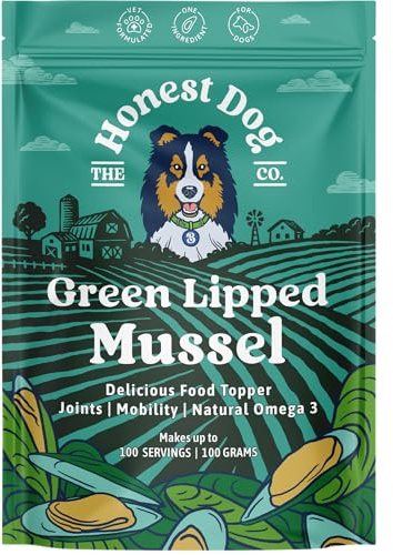 Green Lipped Mussel for Dogs | 100% Pure New Zealand Green Lipped Mussel Powder | Joint Support Omega 3, Glucosamine & Chondroitin | Additive Free, Freeze Dried | 100g | by Honest Dog Co.