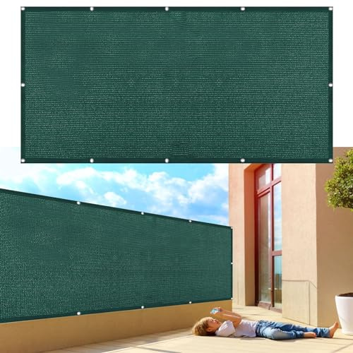 Balcon Privacidad 40 x 400 cm Protección de Privacidad Opaca Malla Ocultacion Balcon con Ataduras de Cables y Cuerda para Barandillas de Balcón, Terraza y Jardín, Verde Oscuro