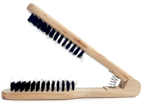 Jaasuee Professional Hair Straightening Comb, Double Brush Wooden Salon Hairdressing Anti-static Tool, Brown