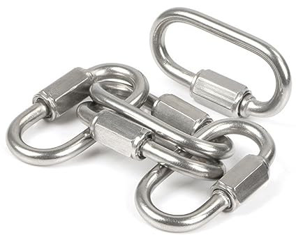 Moschettone Acciaio Inox 304, Catene 4 pezzi 304 Catene a maglia rapida Grilli ad anello a D