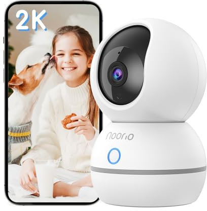 Noorio Telecamera Interno Pan-Tilt 2K 4MP, Telecamera per Cani/Animali, Comunicazione Bidirezionale & Chiamata con 1 Click, WiFi 2.4G, per Casa/Neonati/AnzianiVisione Notturna, Rilevamento Movimento