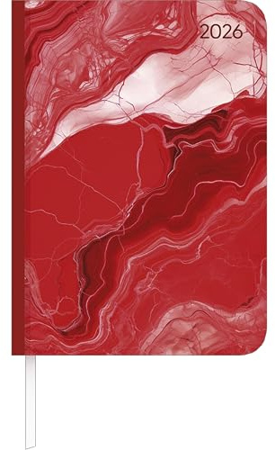 Lady Journal Marble 2026 - Taschenkalender A6 (10,7x15,2 cm) - Weekly - 192 Seiten - Notiz-Buch - Termin-Planer - Alpha Edition