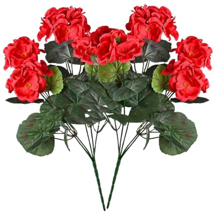 Bohany Geranios Artificiales, Juego De 2 Flores Artificiales De Interior, Decoración Primaveral Sin Mantenimiento, Centros De Mesa para Bodas Y Fiestas