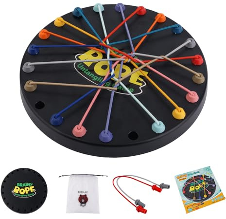 lasuroa 12uds Juego Desenredar Cuerdas Brainy Knots, Juegos Rompecabezas Cuerda Retorcida Ejercitar Pensamiento Estratégico Desafíos Solución Cuerda Juguetes Cordones Centrales para Todas Edades