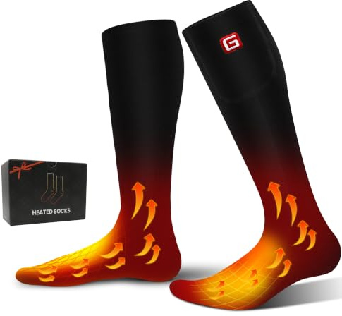 Heated Socks for Men Women - Rechargeable, Washable, Battery Heated Electric Socks Up to 10 Hours with 3 Heating Levels for Hunting, Camping, Hiking, Skiing, Fishing, Cycling, Outdoor Work