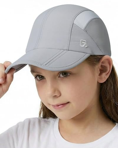 GADIEMKENSD Kinderhut, Faltbare Baseballkappe für Kleinkinder, UPF50+ Sonnenschutz, leicht und atmungsaktiv, geeignet für Jungen und Mädchen von 4 bis 9 Jahren, Hellgrau