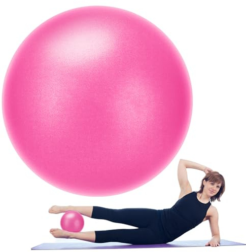 Soft Pilates Ball, 9 Inch Small Anti-Burst Yoga Ball for Core Strengthening Stability Training Balance Workout Home Exercise Pregnancy Stretching Rehab Fitness Physiotherapy Physical Training (Pink)