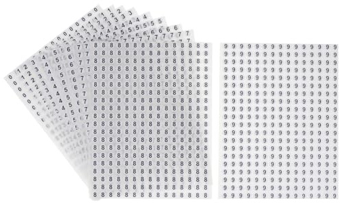 Amosfun 6000 Adesivi Numerici Rotondi Autoadesivi per Inventario, Etichette Numero di Serie in Carta, Contrasto Nero su Bianco per Organizzazione Ufficio e Magazzino