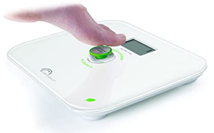 LITTLE BALANCE 8154 Kinetic weiß, Personenwaage ohne Batterie, Umweltfreundlich dank Knopf Little Balance, 180 kg, weiß