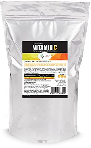 ViVio Vitamin C (L-Ascorbinsäure) - für Immunsystem, Haut, Zähne und Knorpel, Pulver Ascorbinsäure - ViVio - Zitronensäure - reine Premiumqualität, 1000 g