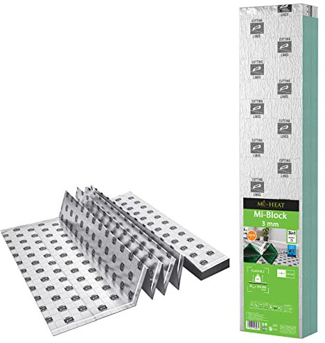 12m² Aislamiento acústico de impacto de 3 mm con AquaStop, capa base para parquet y suelos laminados, capa base de película calefactora ideal para calefacción por suelo radiante eléctrico