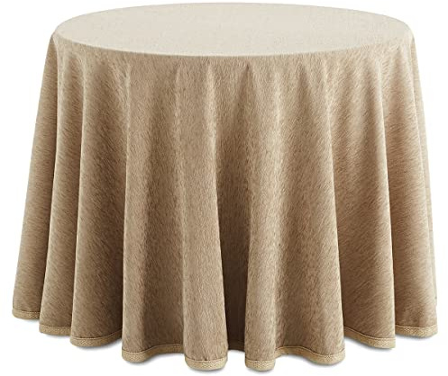 Ropa o Falda Camilla, Enaguilla Redonda de Tejido Chenilla, Medida 100 cm diámetro, Color Beig. Mantiene el Calor. Aspecto Aterciopelado y Tacto Muy Suave.