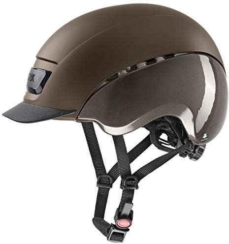 uvex elexxion tocsen - robuster Reithelm für Damen und Herren - inkl. Tocsen-Sturzsensor - individuelle Größenanpassung - Mocca - 54-55 cm