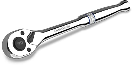 DURATECH 1/2-Inch Drive Ratchet, 90-Tooth Quick-release Ratchet Wrench, Reversible, Cr-V Made, Full Polished, Stocking Stuffers for Men Women Gifts for Men Gifts for Women