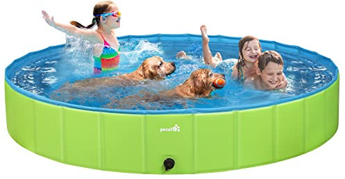Pecute Hundepool Schwimmbad für Hunde und Katzen(180 * 30cm,600L),Swimmingpool Hund Planschbecken Hundebadewanne Faltbarer Pool mit rutschfestem PVC, für Kinder und Hund Katze XXL Grün
