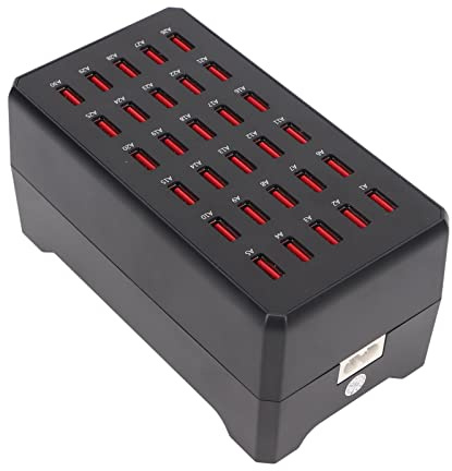 Stazione di Ricarica USB da 150 W 10 A 30 Porte, Caricatore Rapido da Tavolo di Dimensioni Familiari per Computer Portatile e Tablet