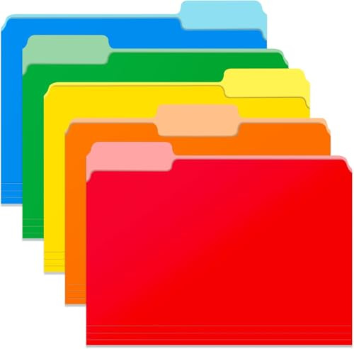 15 Pack File Folders, Manilla Folders 8.5 x 11, Letter Size Colored File Folders, 1/3 Cut Tab Folders, Documents Files for Home Office School Supplies, 5 Assorted Colors
