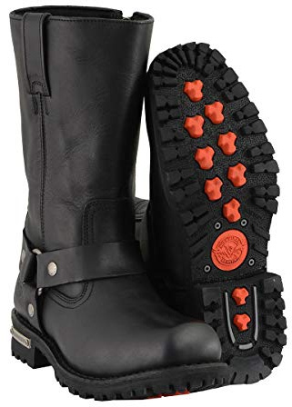 Milwaukee Leather Men’s Harness Motorcycle Rider Boots - Classic Biker Style - Premium Leather - Square Toe - 9.5