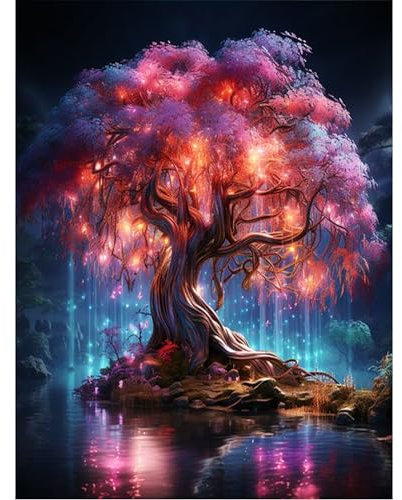 Yunruily Baum des Lebens malen nach Zahlen Kits für Erwachsene-Baum des Lebens malen nach Zahlen Erwachsene,Aufstellen malen nach Zahlen auf Leinwand für Geschenke nach Hause Wanddekoration(40cmx50cm)