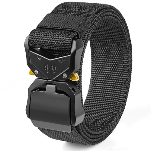 Gürtel Herren, arbeitsgürtel herren, 3,8 cm herren gürtel, Schwerlast Nylon Schwarz Gürtel Mit Schnellverschluss