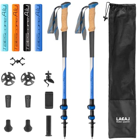 Hiking Poles, Ultra-Light Telescopic Trekking Poles,Portable Walking Sticks with Adjustable Height for Men and Women (Blue)