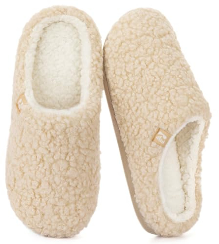 RockDove Women's Plush Retreat Sherpa Fleece Clog Slipper, Size 9-10 US Women, Beige