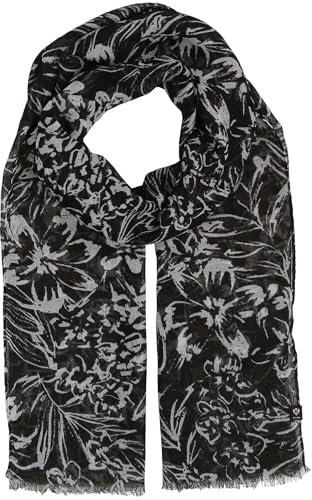 FRAAS Damen Schal mit elegantem Blumen-Muster - 50 x 180 cm - nachhaltig aus recyceltem Polyester - Perfekt für den Sommer - Sustainability Edition Black/White