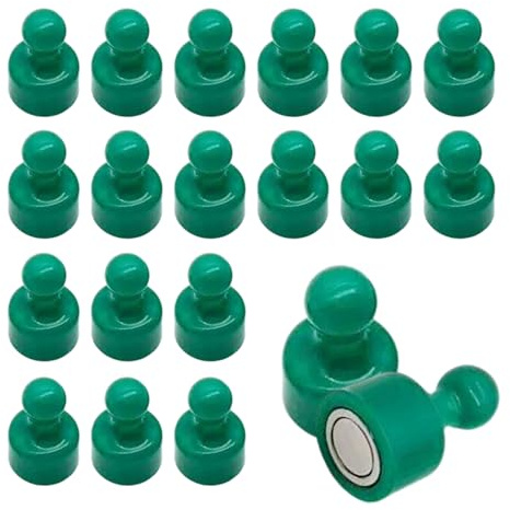 YSDINK 20 stycken neodym-magneter, flerfärgade magnetiska stift för whiteboard, kylskåp, magnettavla, perfekt för hem, kontor, skola, klassrum, 12 x 20 mm, konisk form (grön)