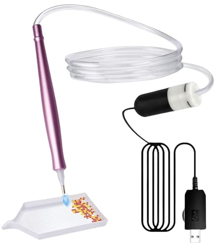 GOMETY Bolígrafo eléctrico de pintura de diamantes, bolígrafo de pintura de diamante con bomba de vacío, accesorio para colocar piedras sin cera, herramienta para pintura de diamantes DIY (rosa)