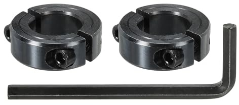 QUARKZMAN Borrhål 25 mm dubbel delad krage 45 mm ytterdiameter 15 mm tjock spännring av kolstål klämstil med gängstift och sexkantsnyckel (svart, förpackning med 2)