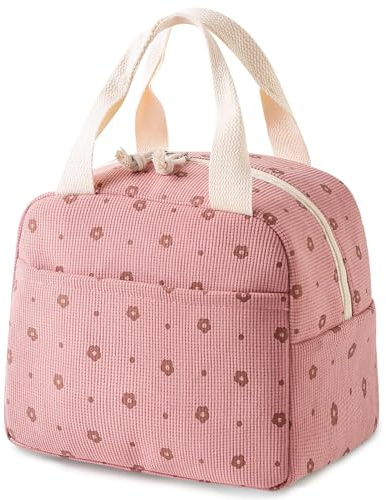 Noaxylic Bolsa Térmica Porta Alimentos 10L, Nevera Portátil con Aislamiento, Porta Alimentos para Oficina, Fiambrera Reutilizable, Bolsa Comida, para, Oficina, Picnic, Colegio, Fiambrera(Rosa)
