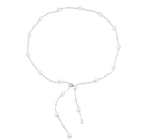 BKEPDY Collana da Pancia Donna Perle Regolabili Catena in Vita Eleganti Body Chain Gioielli per il Corpo Accessori di Abbigliamento per Spiagge Cene Serali Matrimoni (Argento)