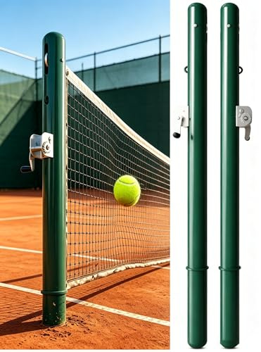 Rete da tennis permanente da 106,7 cm, pali da tennis in acciaio con maniche a terra, kit per pali fissi per cortile e campi scolastici