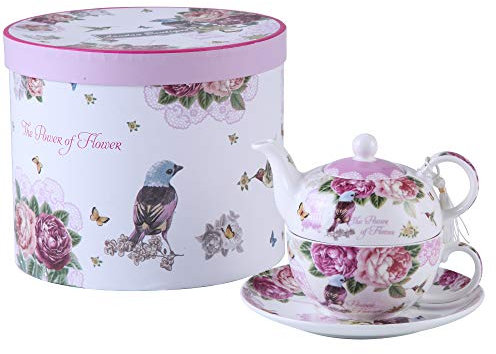 Théière pour Une Tasse de théière Vintage en Porcelaine Motif Floral Rose Lavande Boîte Cadeau (Papillon)