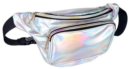 Geestock Bauchtasche Mädchen Holografische Bum Bag, Bauchtasche Wasserdicht Mode Hüfttaschen für Frauen Verstellbare Fanny Pack, zum Wandern Das Einkaufen Ferien Schwimmen Läuft Party Festival Rave