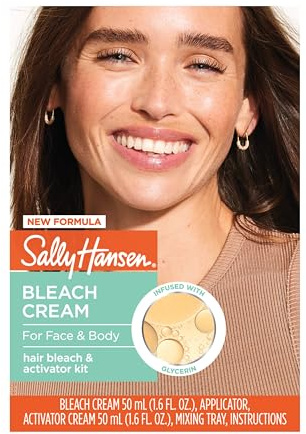 Sally Hansen Bleach Cream for Facial & Body Hair | Vegan Formula with Glycerin | All Skin Types | Pack of 2 (Package May Vary)