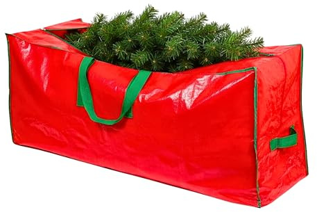 SHATCHI Bolsa de Almacenamiento para árbol de Navidad Artificial desmontado, Capacidad de hasta 2,6 m, Material Impermeable y Duradero con Cremallera y Asas de Transporte, 125 x 68 x 30,5 cm
