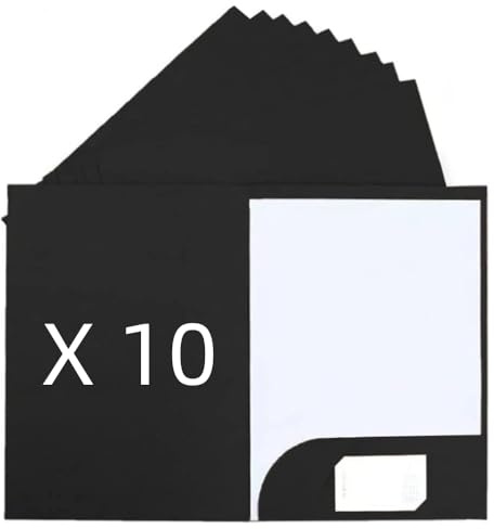 DZOZO 10Pcs A4 Insert Presentation Folder - Letter Size Business Report Holder, Kraft Black Cardboard Office Project File for Single Sheet Documents