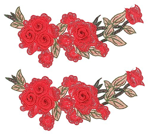 MAGICLULU Toppe Ricamate Fiori 2 Pezzi Patch Di Ricamo Termoadesive 3D Per Abbigliamento Borse Cappelli Riparazione Fai-Da-Te 11.42X4.92In Decorazioni Tessuto Leggere Lavabili