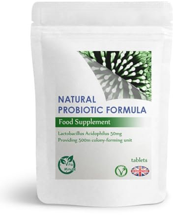 Acidophilus Lactobacillus 500m CFU - 100 Tablets (Vegan) Supports Bacteria Levels, Digestive & Gut Health, Stomach Acid