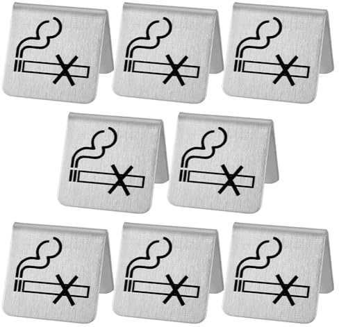 AHANDMAKER Lot de 8 panneaux d'avertissement « Interdiction de fumer » en acier inoxydable pour hôtels, restaurants, clubs, bureaux et hôpitaux non-fumeurs