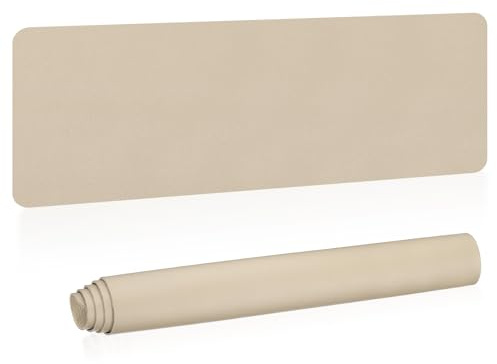 PATIKIL 140 cm x 43 cm stor skrivbordsmatta, PU-läder dubbelsidig stor skrivbordsdyna, kaki