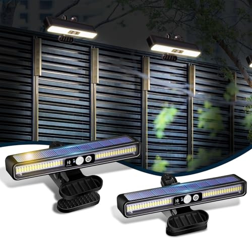 ICEKO KN Clip On Solar Motion Lights Outdoor, 36 LED, 3 Lighting Modes, Waterproof, Fence, Gutter, Backyard, Garage, Camping (2 Pack)
