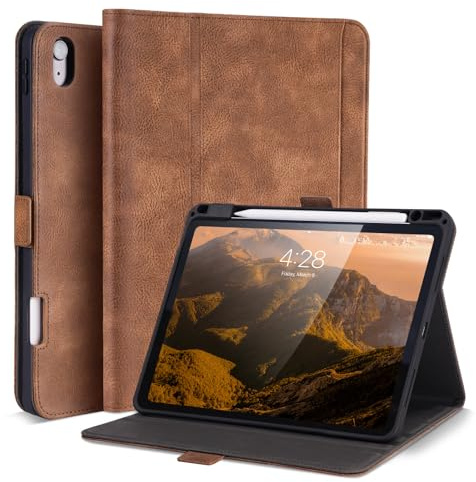 AsileCuir Coque pour iPad Air 13 M4/M3/M2 (2026/2025/2024), Marron Foncé